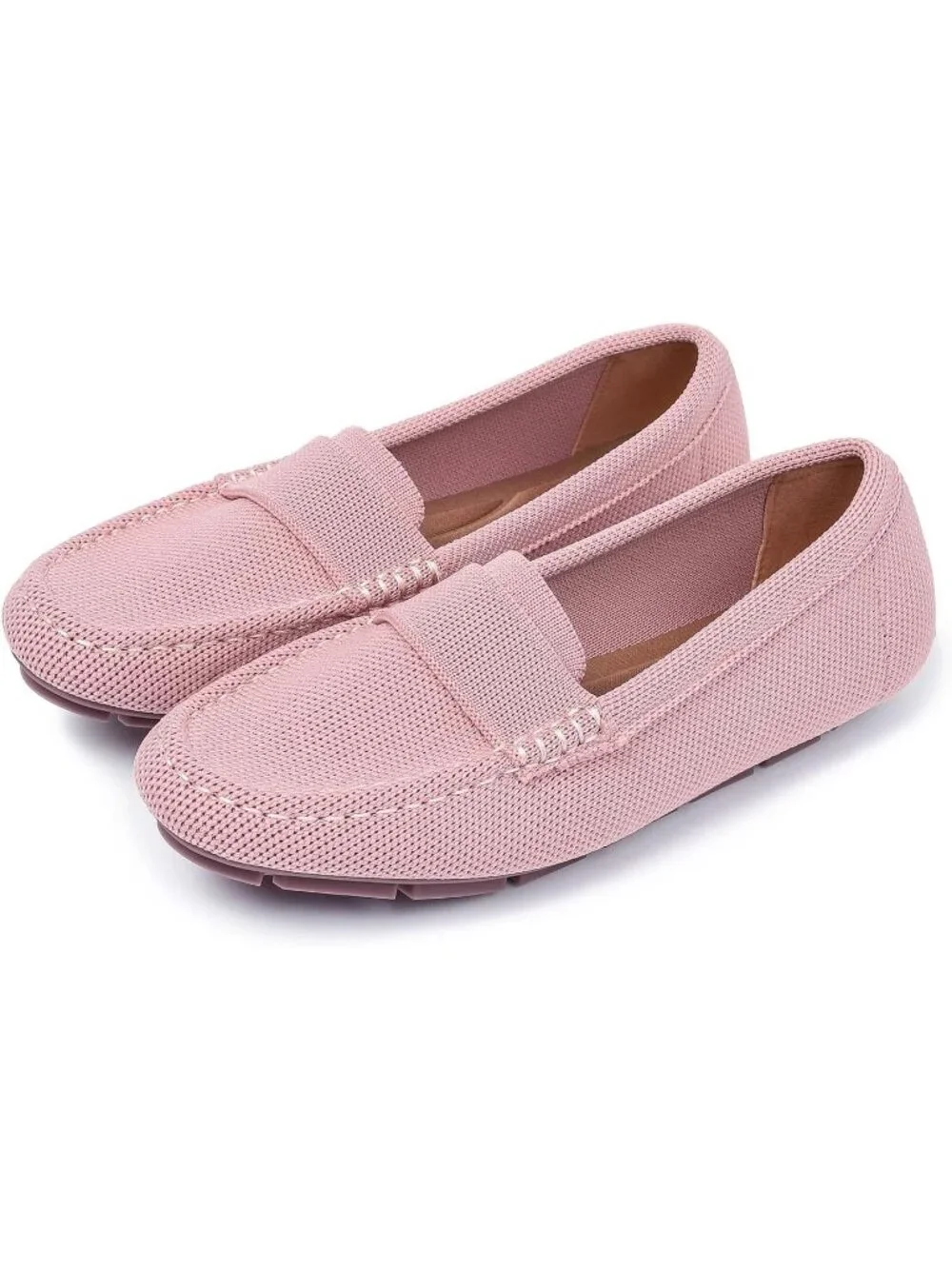 🆕Women's Light Pink Mesh fabric Loafer Shoes Comfortable Casual Flat Shoes